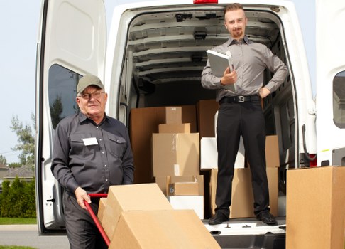 Packed moving boxes ready for collection and unpacking at a Chessington property